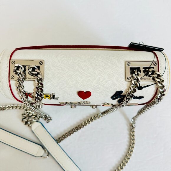 KARL LAGERFELD PARIS STUDDED EMBELLISHED RHINESTONE SMALL CROSSBODY BAG - Picture 6 of 14